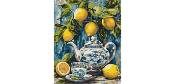 Ideyka KHO5753 Malen nach Zahlen Zitronen und Keramik 40 x 50 cm