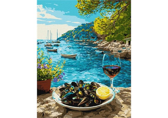 Ideyka KHO5772 Malen nach Zahlen Mittagessen mit Meeresfrüchten 40 x 50 cm