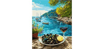 Ideyka KHO5772 Malen nach Zahlen Mittagessen mit Meeresfrüchten 40 x 50 cm