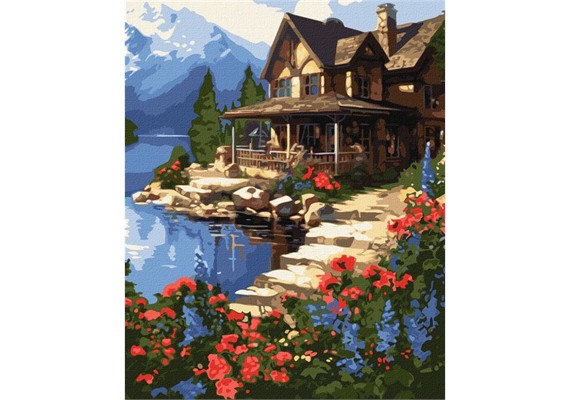 ideyka KHO6325 Malen nach Zahlen - Haus am See 40 x 50 cm