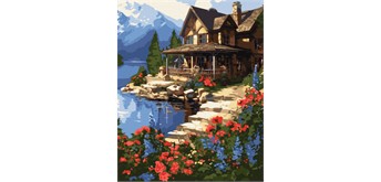 ideyka KHO6325 Malen nach Zahlen - Haus am See 40 x 50 cm