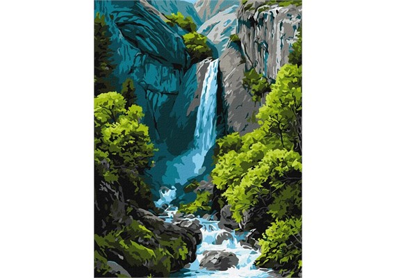 Ideyka KHO6437 Malen nach Zahlen Wasserfall in den Bergen 30 x 40 cm