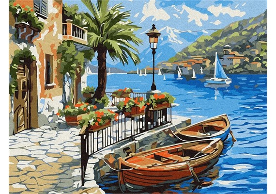 Ideyka KHO6466 Malen nach Zahlen Boot am sonnigen Strand 30 x 40 cm