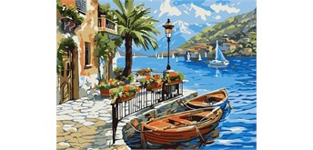 Ideyka KHO6466 Malen nach Zahlen Boot am sonnigen Strand 30 x 40 cm