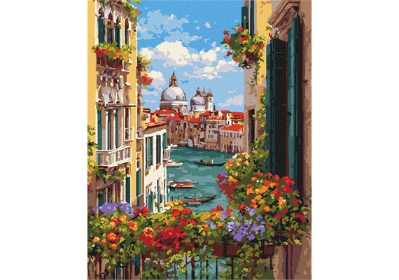 Ideyka KHO6477 Malen nach Zahlen Schöne Aussicht vom Balkon 40 x 50 cm
