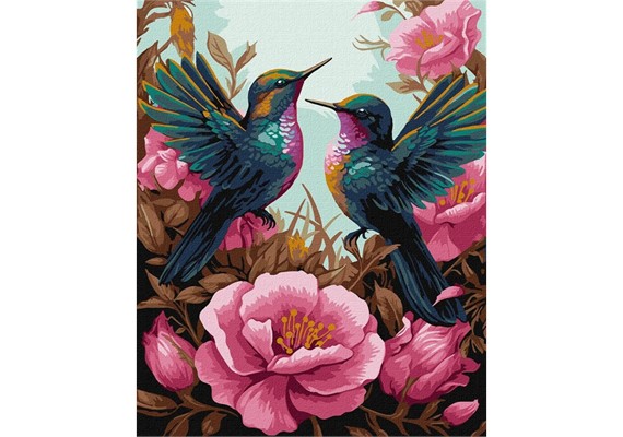 Ideyka KHO6566 Malen nach Zahlen Elegante Kolibris mit Metallicfarben 40 x 50 cm