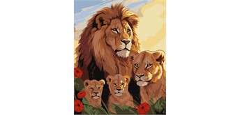 ideyka KHO6575 Malen nach Zahlen - Löwen Familie 40 x 50 cm