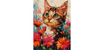 ideyka KHO6599 Malen nach Zahlen - Katze in Blumen 30 x 40 cm