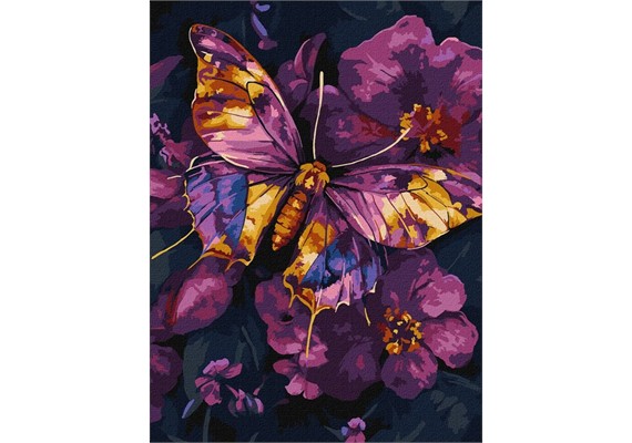 Ideyka KHO6692 Malen nach Zahlen Goldener Schmetterling mit Metallicfarben 30 x 40 cm