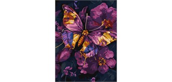 Ideyka KHO6692 Malen nach Zahlen Goldener Schmetterling mit Metallicfarben 30 x 40 cm