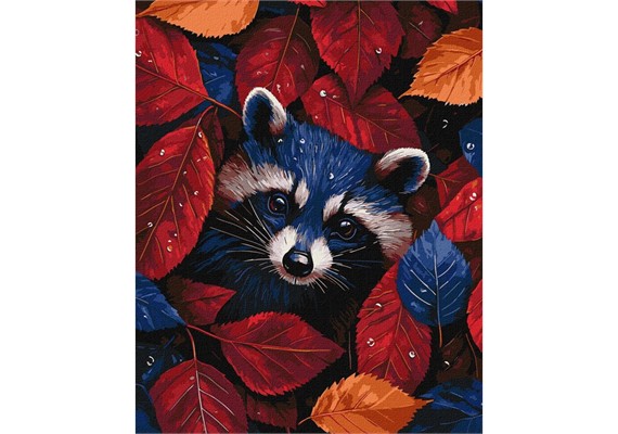 ideyka KHO6697 Malen nach Zahlen - Herbst-Waschbär 40 x 50 cm