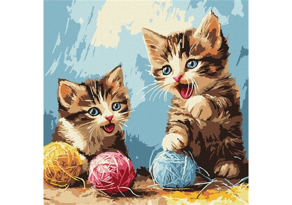 ideyka KHO6721 Malen nach Zahlen - Strickende Bälle 30 x 30 cm