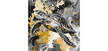 ideyka KHO6734 Malen nach Zahlen - Goldene Schildkröte 40 x 40 cm
