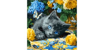 Ideyka KHO6795 Malen nach Zahlen Blauäugiges Kätzchen 40 x 40