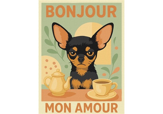ideyka KHO6808 Malen nach Zahlen - Poster - Morgen mit dem Chihuahua 30 x 40 cm