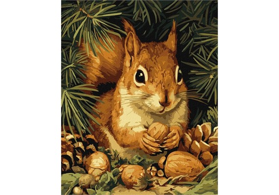 Ideyka KHO6843 Malen nach Zahlen Eichhörnchen und Nüsse 40 x 50 cm