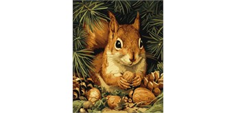 Ideyka KHO6843 Malen nach Zahlen Eichhörnchen und Nüsse 40 x 50 cm