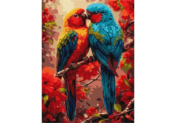Ideyka KHO6959 Malen nach Zahlen Zwei bunte Papageien 30 x 40 cm