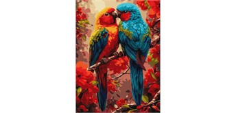 Ideyka KHO6959 Malen nach Zahlen Zwei bunte Papageien 30 x 40 cm