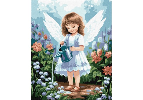 ideyka KHO8384 Malen nach Zahlen - Ein Engel im Garten 40 x 50 cm