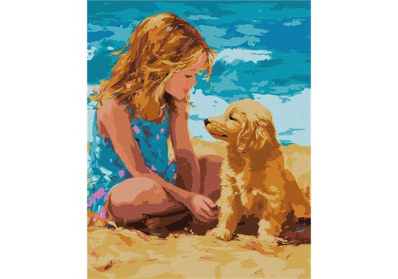 ideyka KHO8491 Malen nach Zahlen - Ein Freund aus Kindertagen 40 x 50 cm