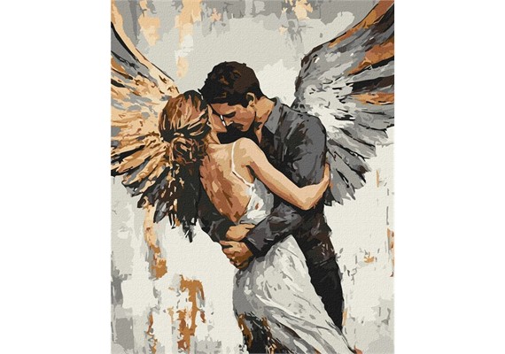 Ideyka KHO8609 Malen nach Zahlen Umarmung eines Engels mit Metallicfarben 40 x 50 cm