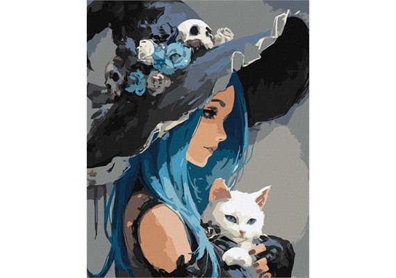 ideyka KHO8688 Malen nach Zahlen - Mädchen mit weisser Katze 40 x 50 cm