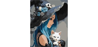 ideyka KHO8688 Malen nach Zahlen - Mädchen mit weisser Katze 40 x 50 cm
