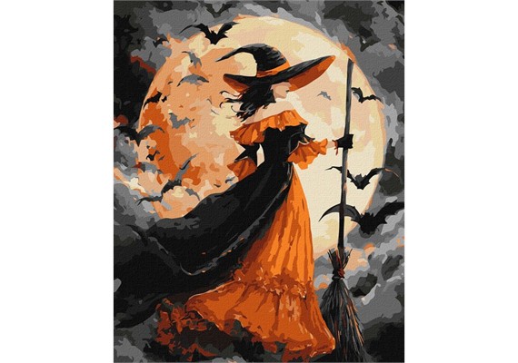 ideyka KHO8690 Malen nach Zahlen - Hexe im Mondlicht 40 x 50 cm