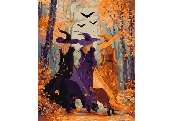 ideyka KHO8691 Malen nach Zahlen - Drei Hexen im Wald 40 x 50 cm