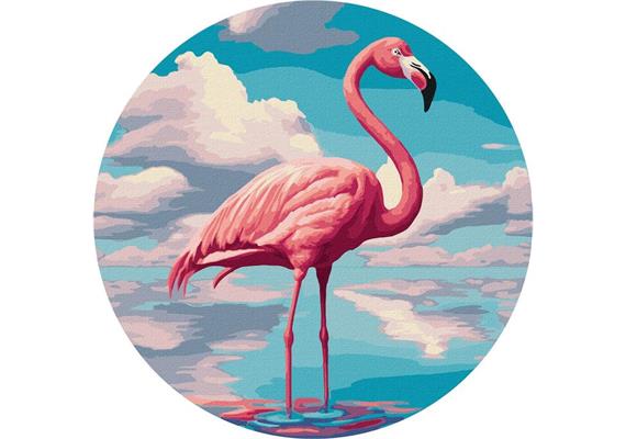 ideyka Malen nach Zahlen - Flamingo rund 33 cm