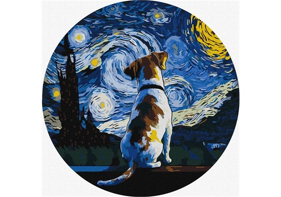 ideykaKHO-R1157 Malen nach Zahlen -Nachdenkliches Hündchen 26 cm