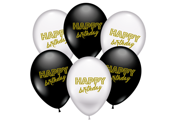Karaloon - 30 Ballons Happy Birthday black & white