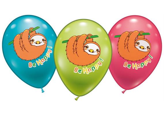 Karaloon - 6 Ballons Faultier "be Happy" 28 - 30 cm
