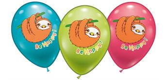 Karaloon - 6 Ballons Faultier "be Happy" 28 - 30 cm