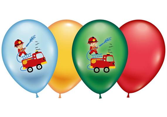 Karaloon - 6 Ballons Feuerwehr 28 - 30 cm