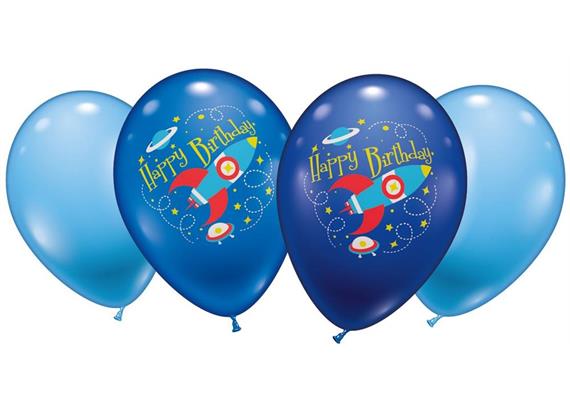 Karaloon - 6 Ballons Happy Birthday Space 28 - 30 cm