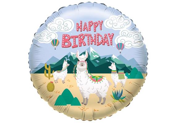 Karaloon - Folienballon Happy Birthday Lama 45 cm