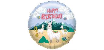 Karaloon - Folienballon Happy Birthday Lama 45 cm