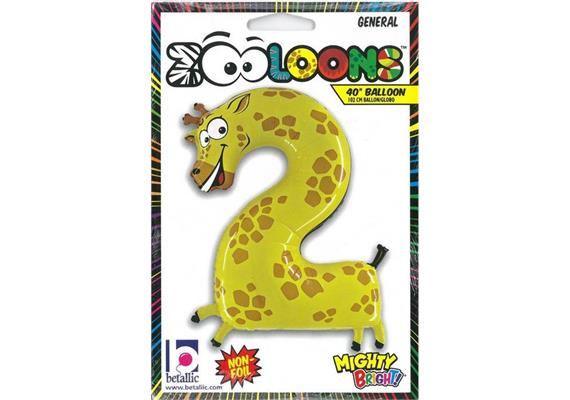Karaloon - Folienballon Zahlen 2 Giraffe 102 cm