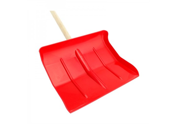 Kinder-Schneeschieber rot Kunststoff/Holzstiel