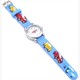 Kinderuhr mit Quartzwerk - Hellblau mit Auto Motiv