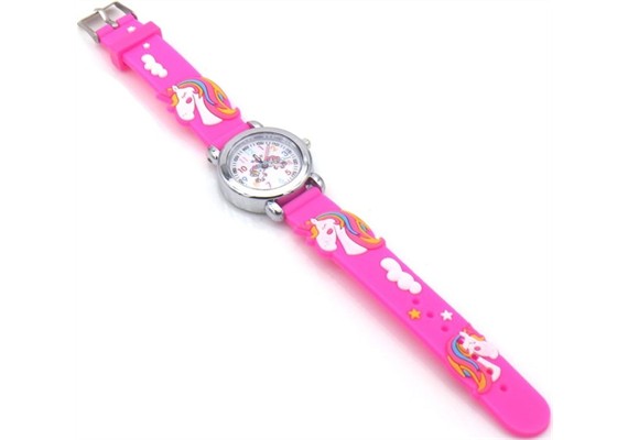Kinderuhr mit Quartzwerk - Pink mit Einhorn Motiv