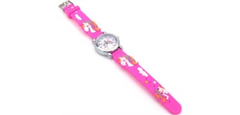 Kinderuhr mit Quartzwerk - Pink mit Einhorn Motiv