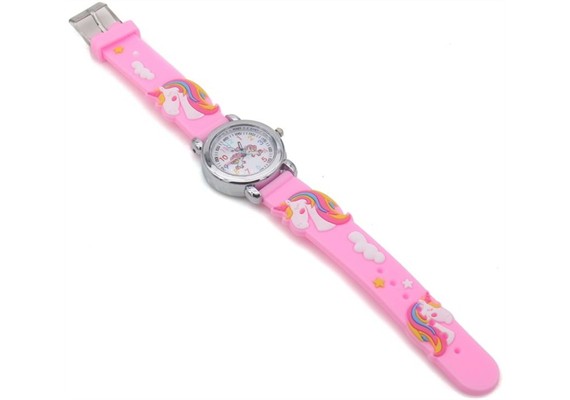 Kinderuhr mit Quartzwerk - Rosa mit Einhorn Motiv
