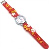 Kinderuhr mit Quartzwerk - Rot mit Blumen Motiv