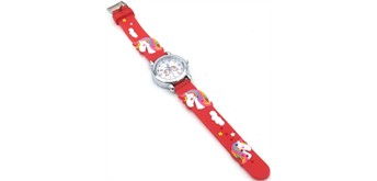 Kinderuhr mit Quartzwerk - Rot mit Einhorn Motiv
