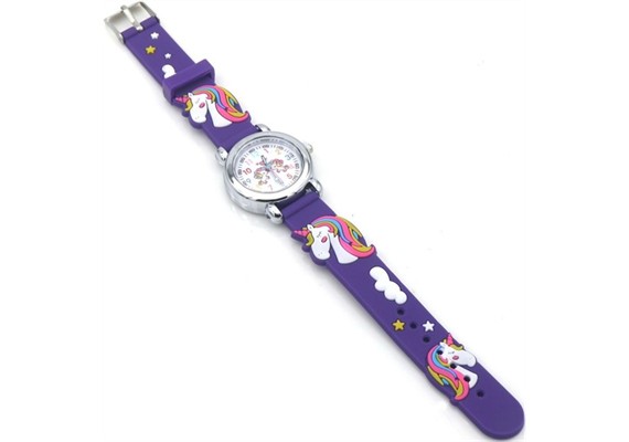 Kinderuhr mit Quartzwerk - Violett mit Einhorn Motiv