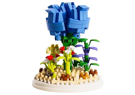 Klemmbausteine Mini Blume blau10 x 7 cm