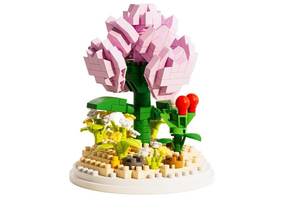 Klemmbausteine Mini Blume rosa 10 x 7 cm